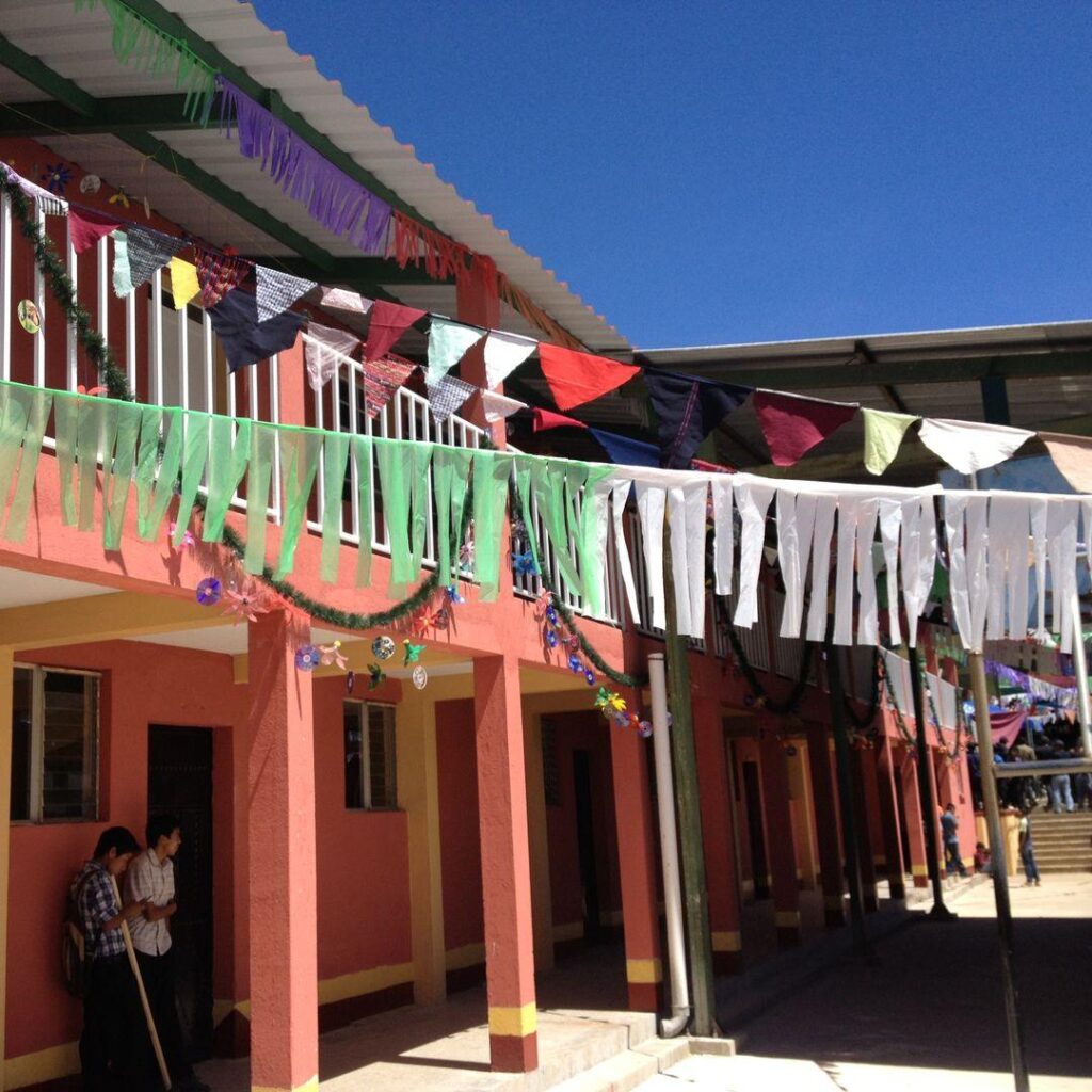 Ribbons flying in the wind at the school