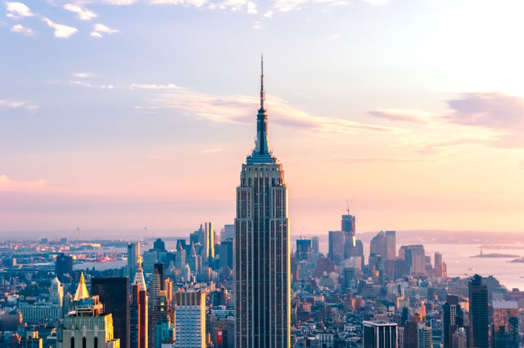 View of the Empire State building overlooking New York City