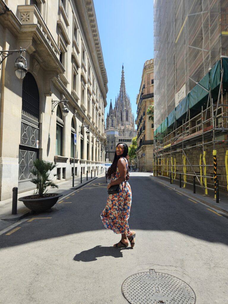 Travel content creator Brittney exploring the beautiful city of Barcelona