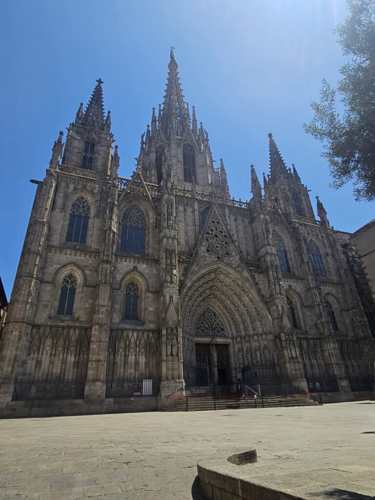 Beautiful Barcelona cathedral on a sunny day