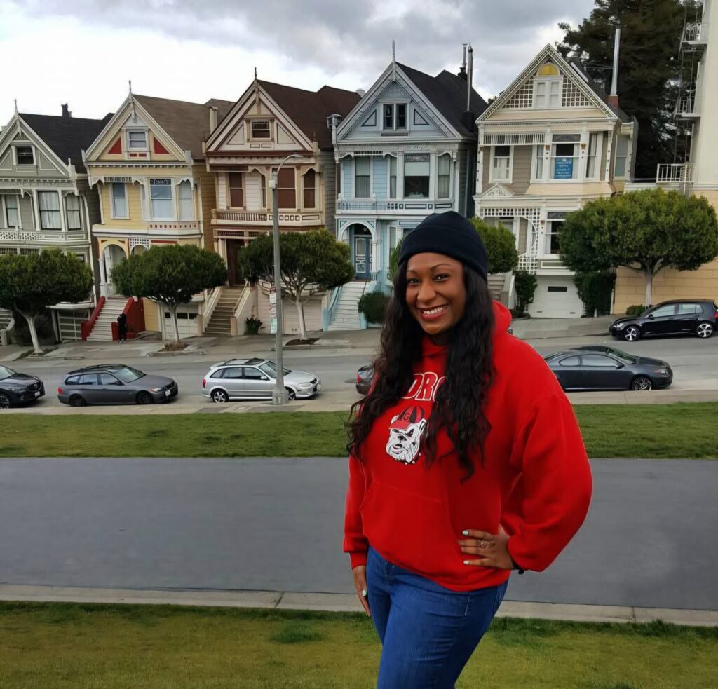 Brittney visiting the Painted Ladies in San Francisco