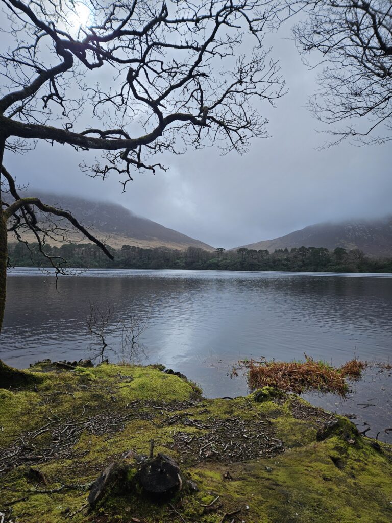 Connemara landscape with lake and mountains in western Ireland