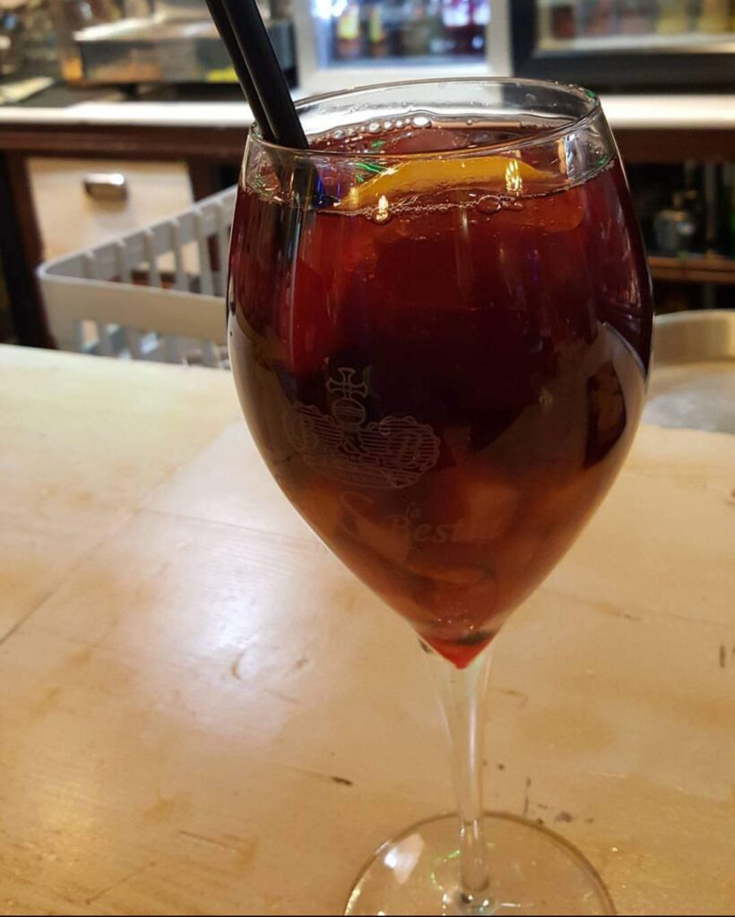Glass of sangria during a trip to Granada, Spain