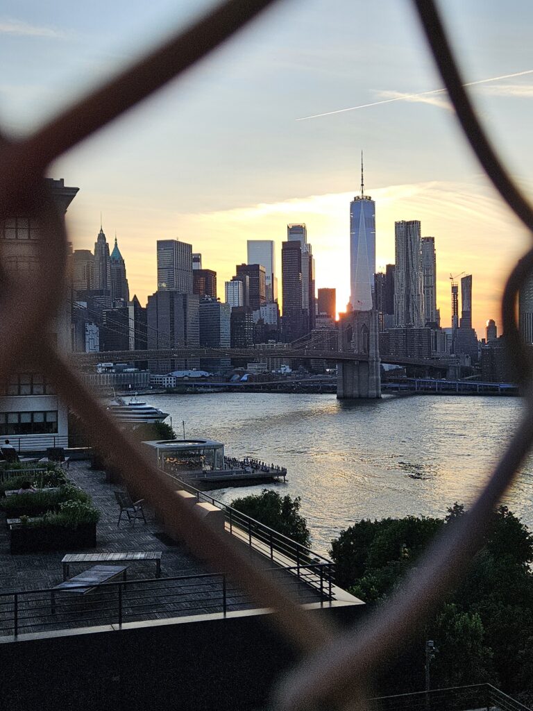 Manhattan skyline at sunset