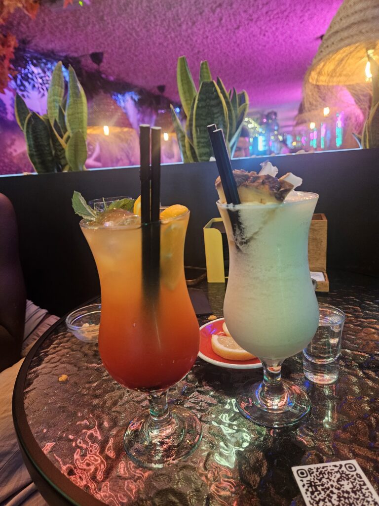 Colorful cocktails at The Moon Café in Barcelona