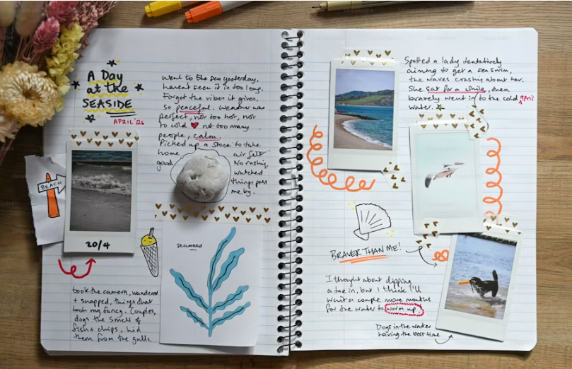 A travel journal with solo travel memories