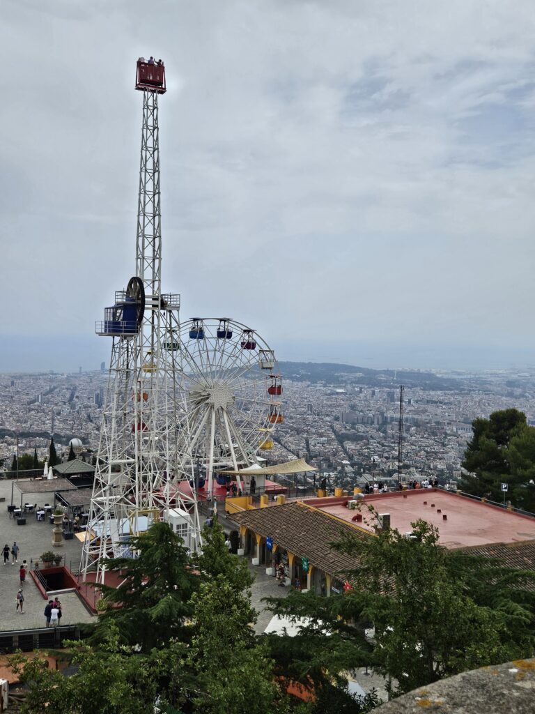 Tibidabo amusement park overlooking Barcelona