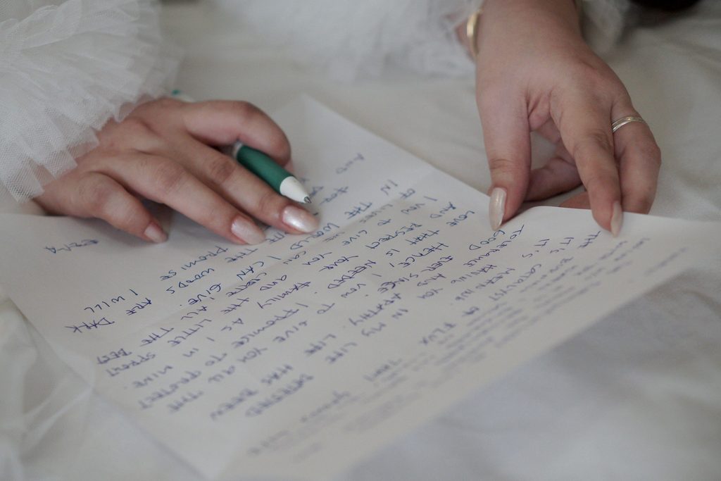 A woman writing a letter