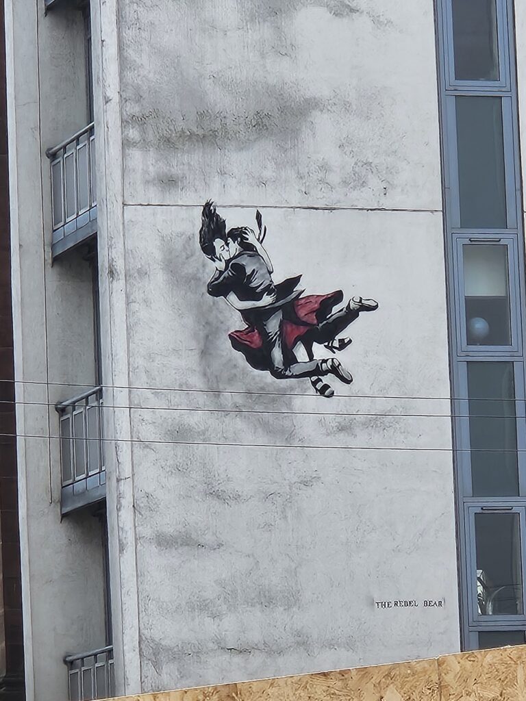 Colorful street art mural in Glasgow, Scotland