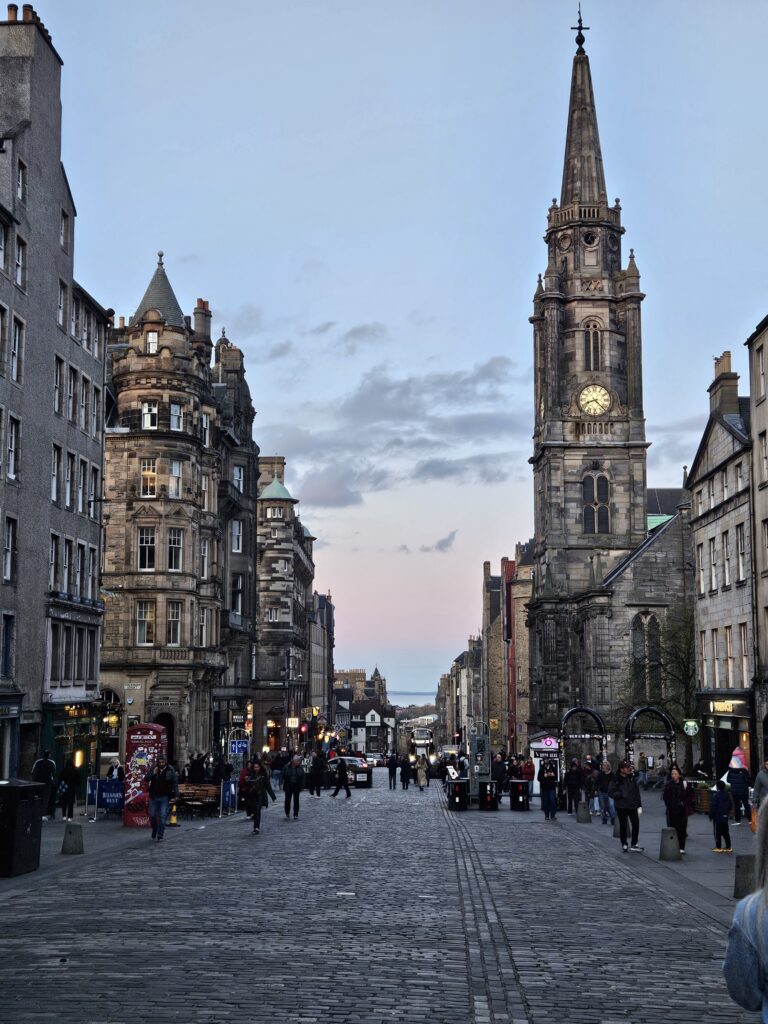 Historic Royal Mile street in Edinburgh, Scotland